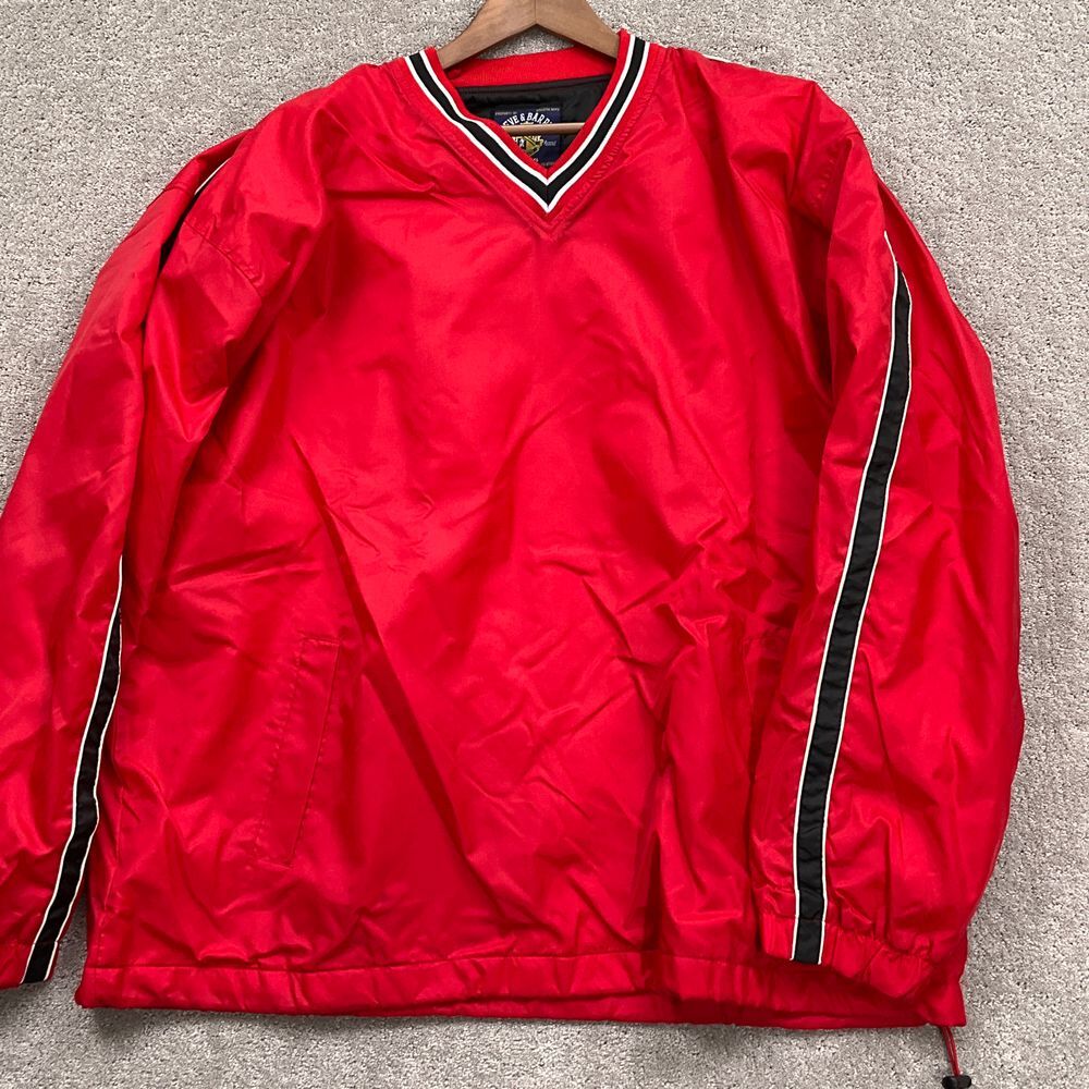 Steve & Barrys Jacket Men XL‎ Red Windbreaker Athletic Nylon Blank Pullover V